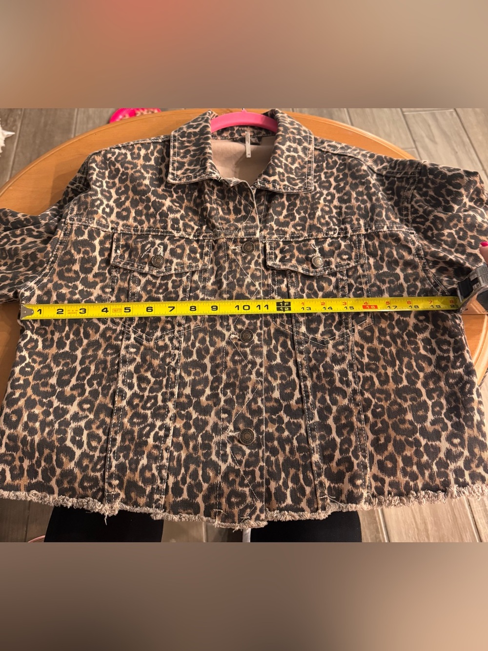 Free People Leopard Print Cropped Denim Jacket - Brown/Black - Picture 4 of 13